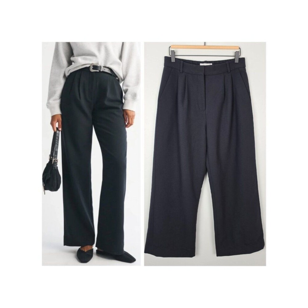 Abercrombie & Fitch Sloane Tailored Wide Leg Pants Pleated Black Size 29